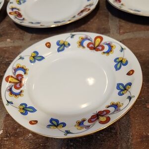 Porsgrund Farmers Rose Bread And Butter Plate Norway Porcelain 24K Gold Trim